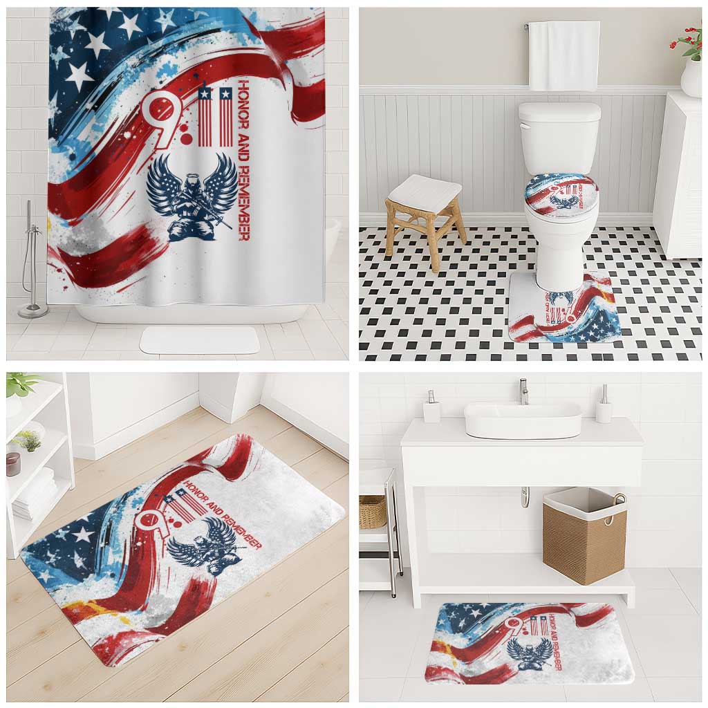 Patriot Day 911 Memorial Bathroom Set American Flag and Angel Soldier Honor and Remember - Wonder Print Shop