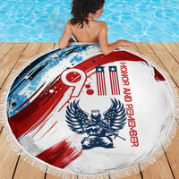 Patriot Day 911 Memorial Beach Blanket American Flag and Angel Soldier Honor and Remember - Wonder Print Shop