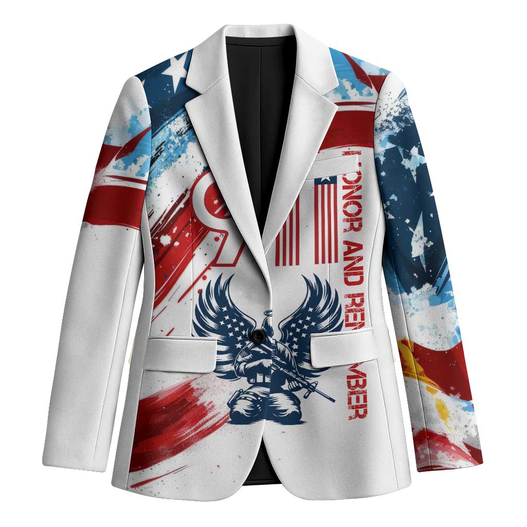 Patriot Day 911 Memorial Blazer American Flag and Angel Soldier Honor and Remember - Wonder Print Shop