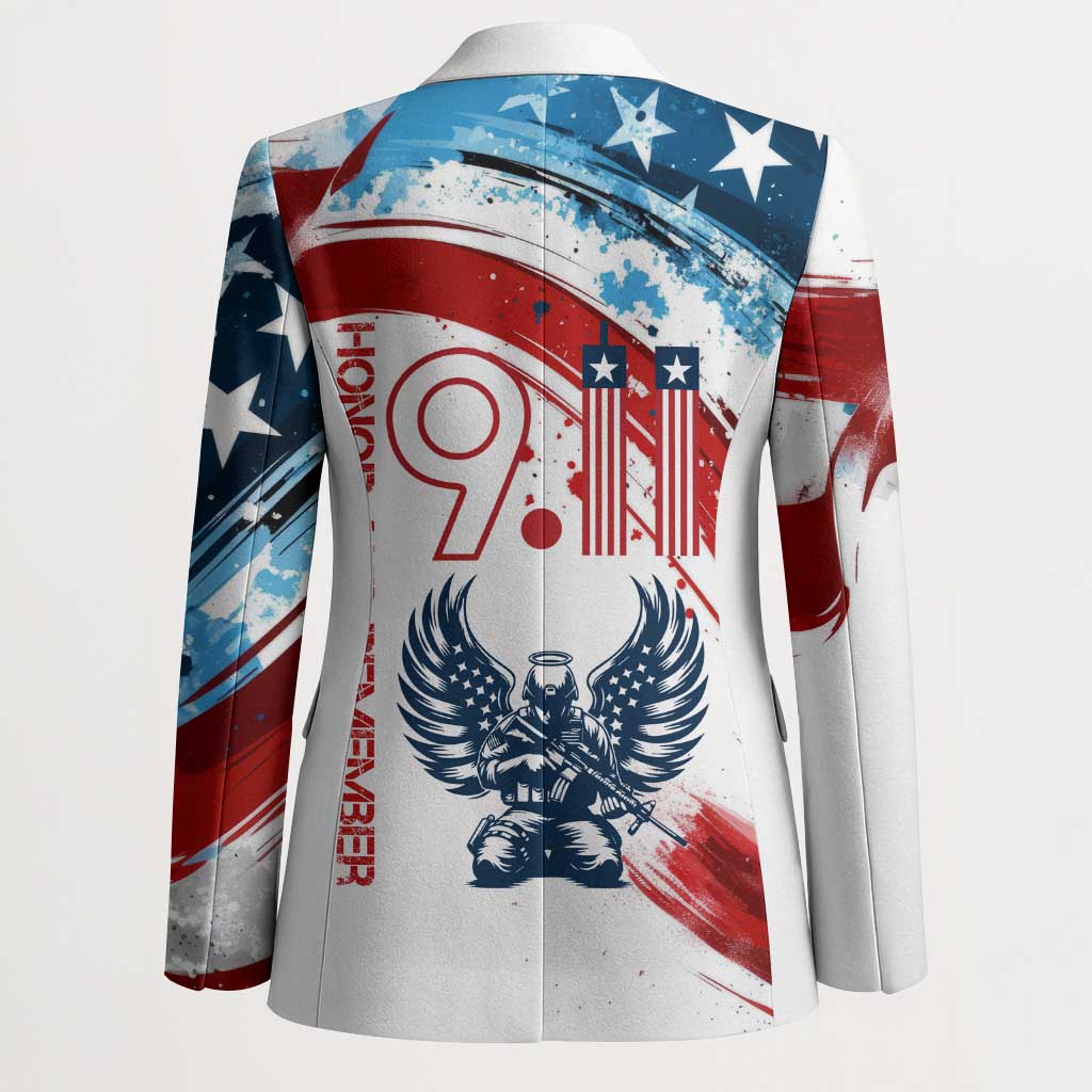 Patriot Day 911 Memorial Blazer American Flag and Angel Soldier Honor and Remember - Wonder Print Shop
