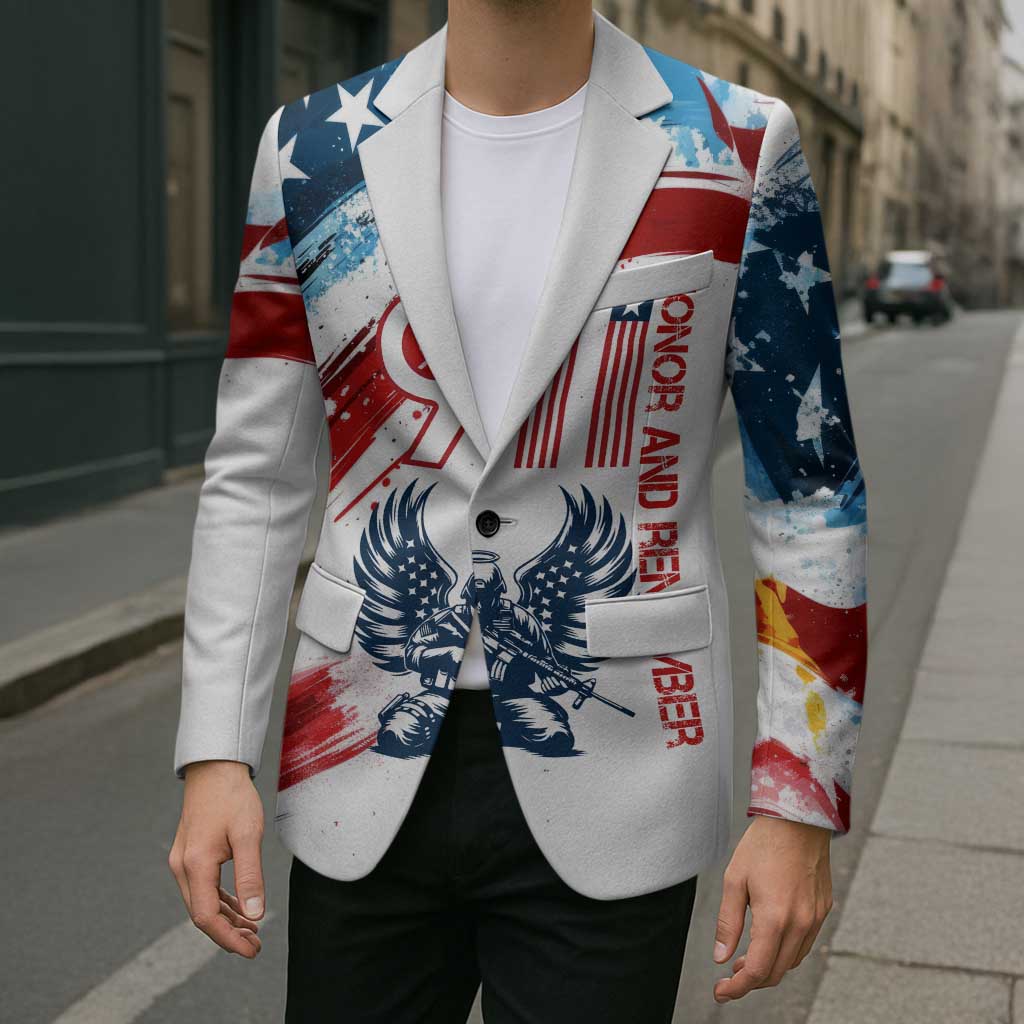 Patriot Day 911 Memorial Blazer American Flag and Angel Soldier Honor and Remember - Wonder Print Shop