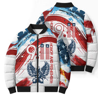 Patriot Day 911 Memorial Bomber Puffer Jacket American Flag and Angel Soldier Honor and Remember - Wonder Print Shop