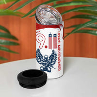 Patriot Day 911 Memorial 4 in 1 Can Cooler Tumbler American Flag and Angel Soldier Honor and Remember - Wonder Print Shop