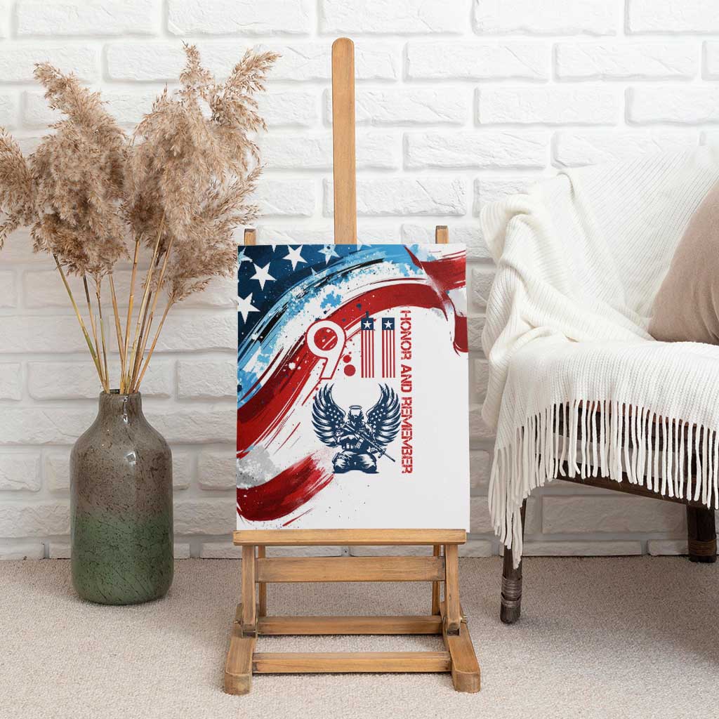 Patriot Day 911 Memorial Canvas Wall Art American Flag and Angel Soldier Honor and Remember - Wonder Print Shop