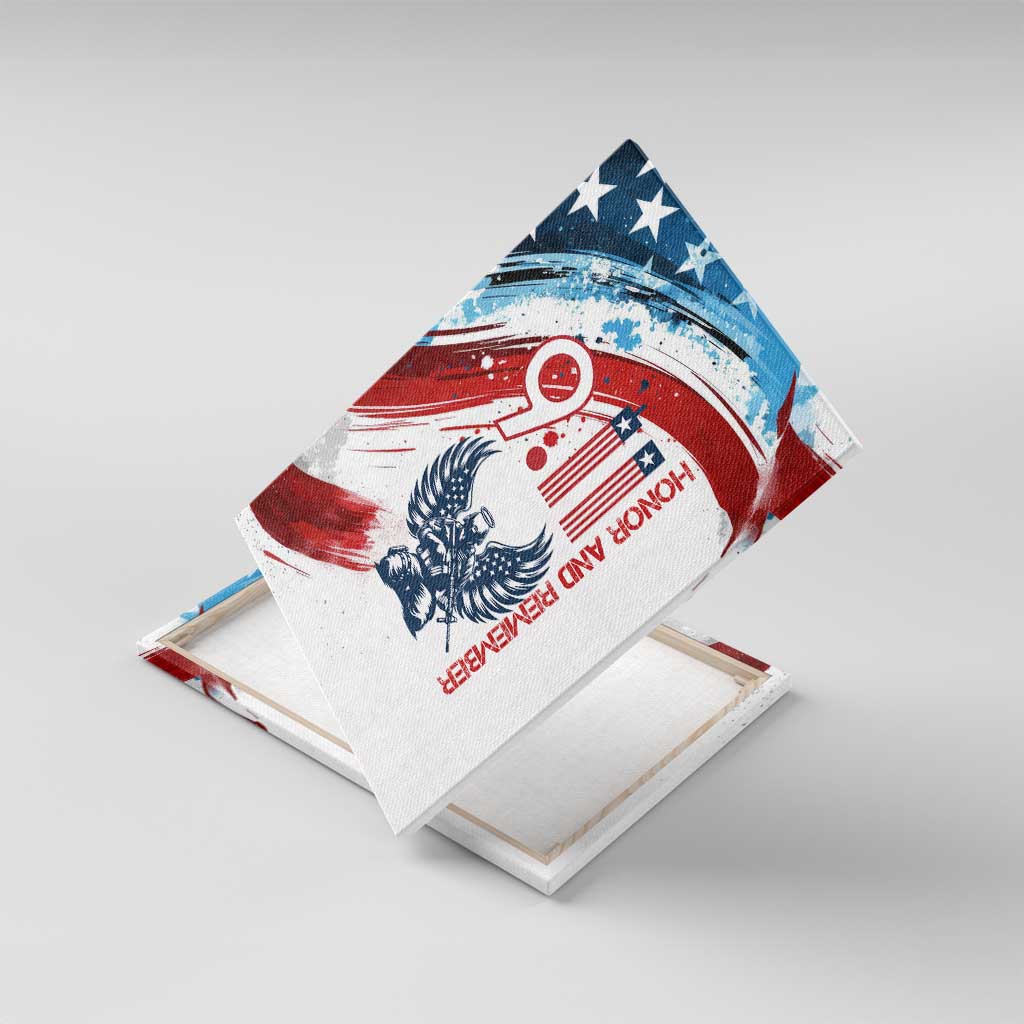 Patriot Day 911 Memorial Canvas Wall Art American Flag and Angel Soldier Honor and Remember - Wonder Print Shop