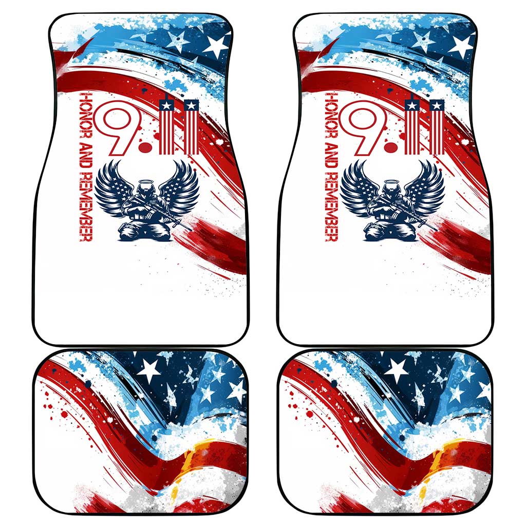 Patriot Day 911 Memorial Car Mats American Flag and Angel Soldier Honor and Remember - Wonder Print Shop