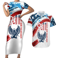 Patriot Day 911 Memorial Couples Matching Short Sleeve Bodycon Dress and Hawaiian Shirt American Flag and Angel Soldier Honor and Remember - Wonder Print Shop