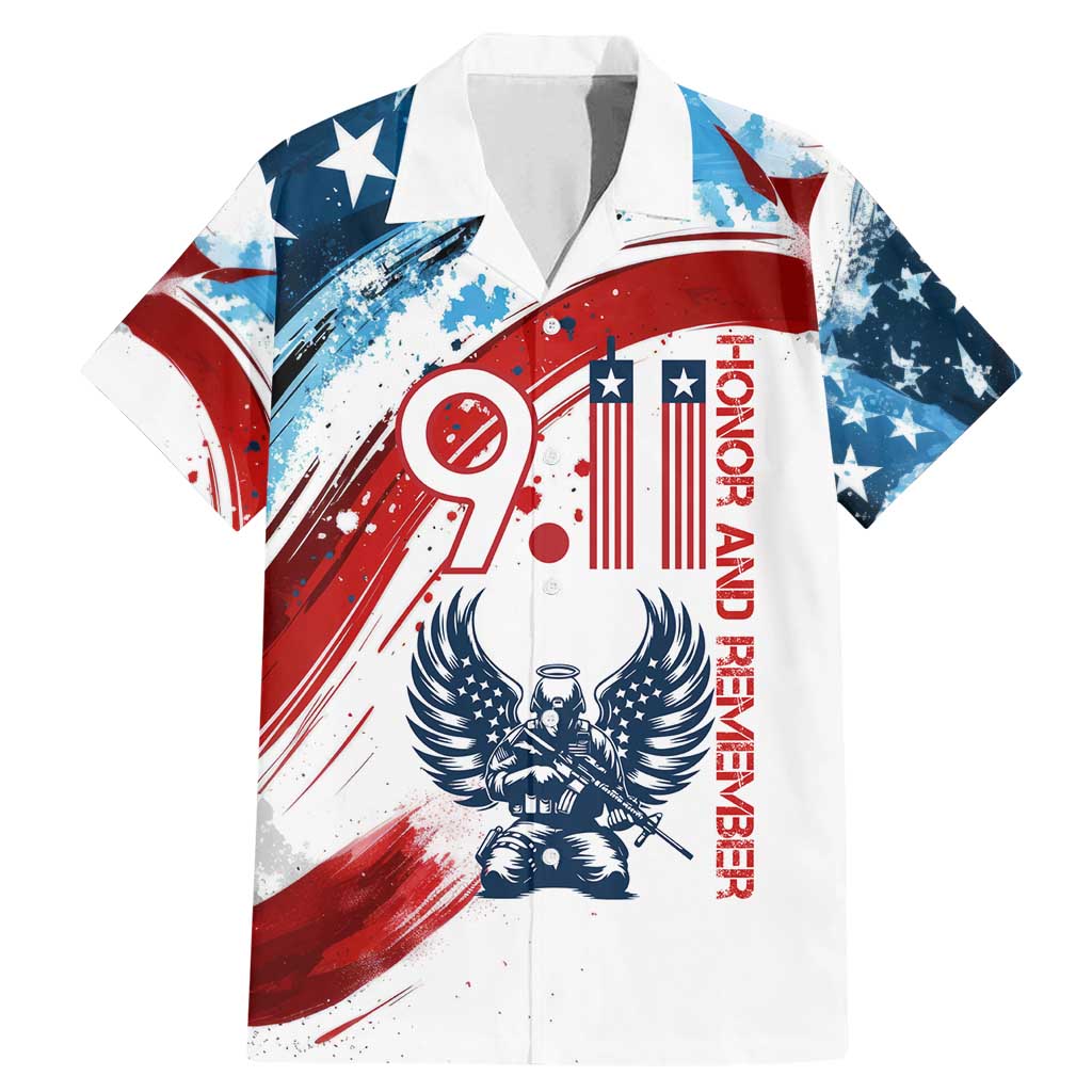 Patriot Day 911 Memorial Family Matching Mermaid Dress and Hawaiian Shirt American Flag and Angel Soldier Honor and Remember - Wonder Print Shop