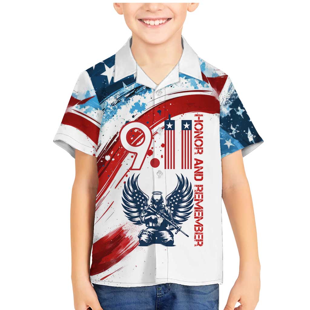 Patriot Day 911 Memorial Family Matching Mermaid Dress and Hawaiian Shirt American Flag and Angel Soldier Honor and Remember - Wonder Print Shop