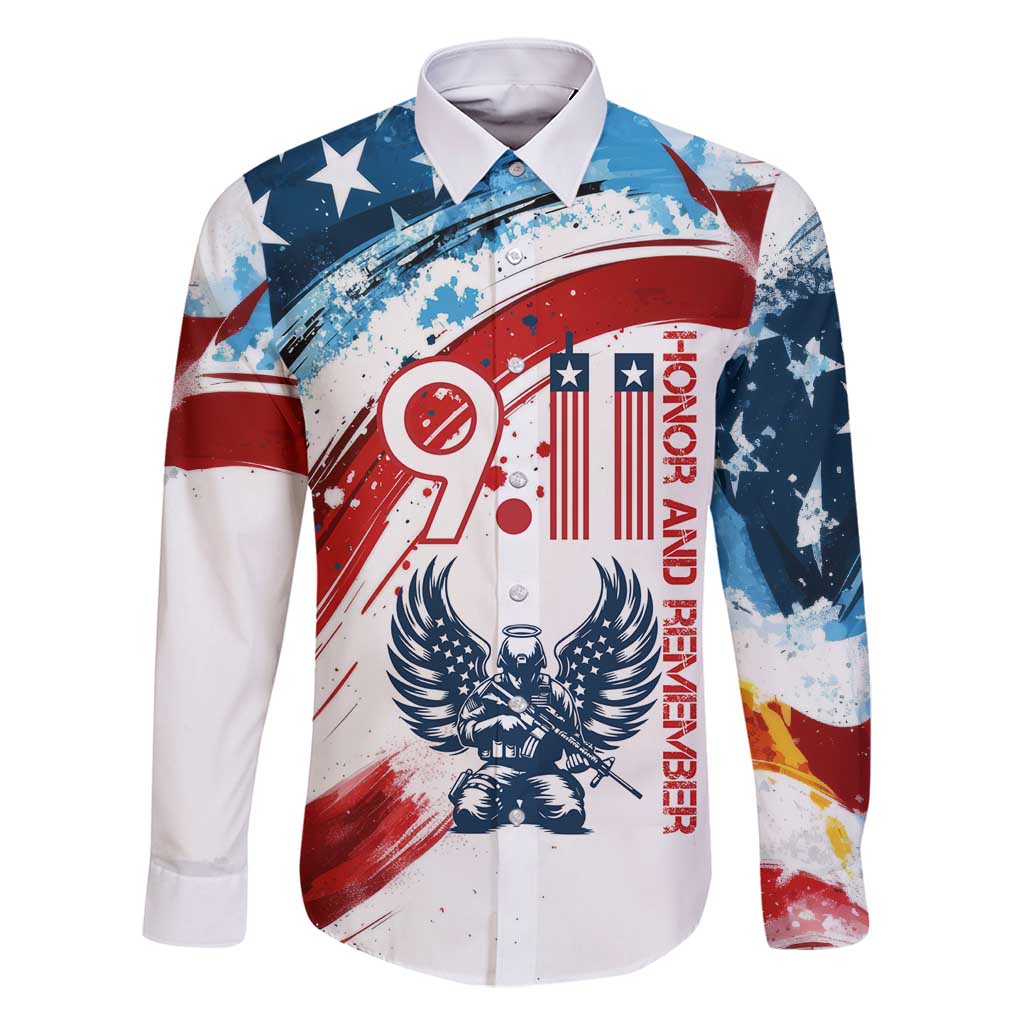 Patriot Day 911 Memorial Family Matching Off Shoulder Maxi Dress and Hawaiian Shirt American Flag and Angel Soldier Honor and Remember - Wonder Print Shop