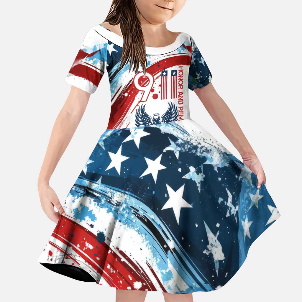 Patriot Day 911 Memorial Family Matching Puletasi and Hawaiian Shirt American Flag and Angel Soldier Honor and Remember - Wonder Print Shop
