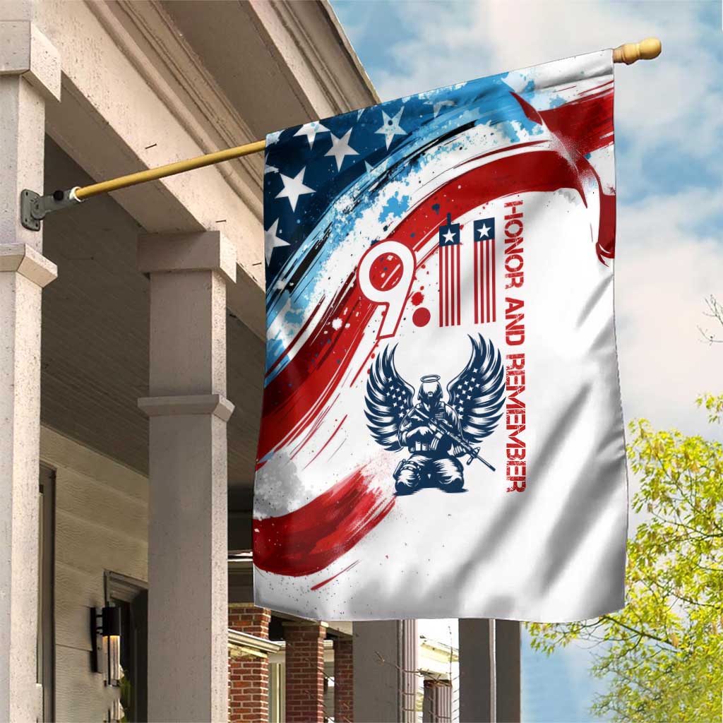 Patriot Day 911 Memorial Garden Flag American Flag and Angel Soldier Honor and Remember - Wonder Print Shop