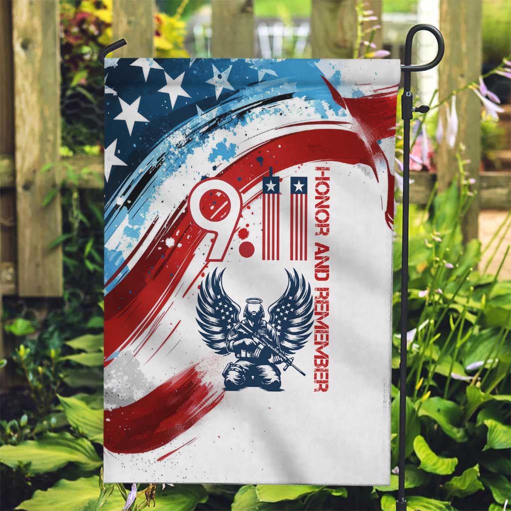 Patriot Day 911 Memorial Garden Flag American Flag and Angel Soldier Honor and Remember - Wonder Print Shop