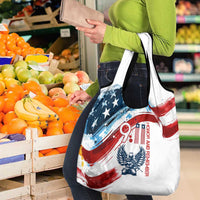 Patriot Day 911 Memorial Grocery Bag American Flag and Angel Soldier Honor and Remember - Wonder Print Shop