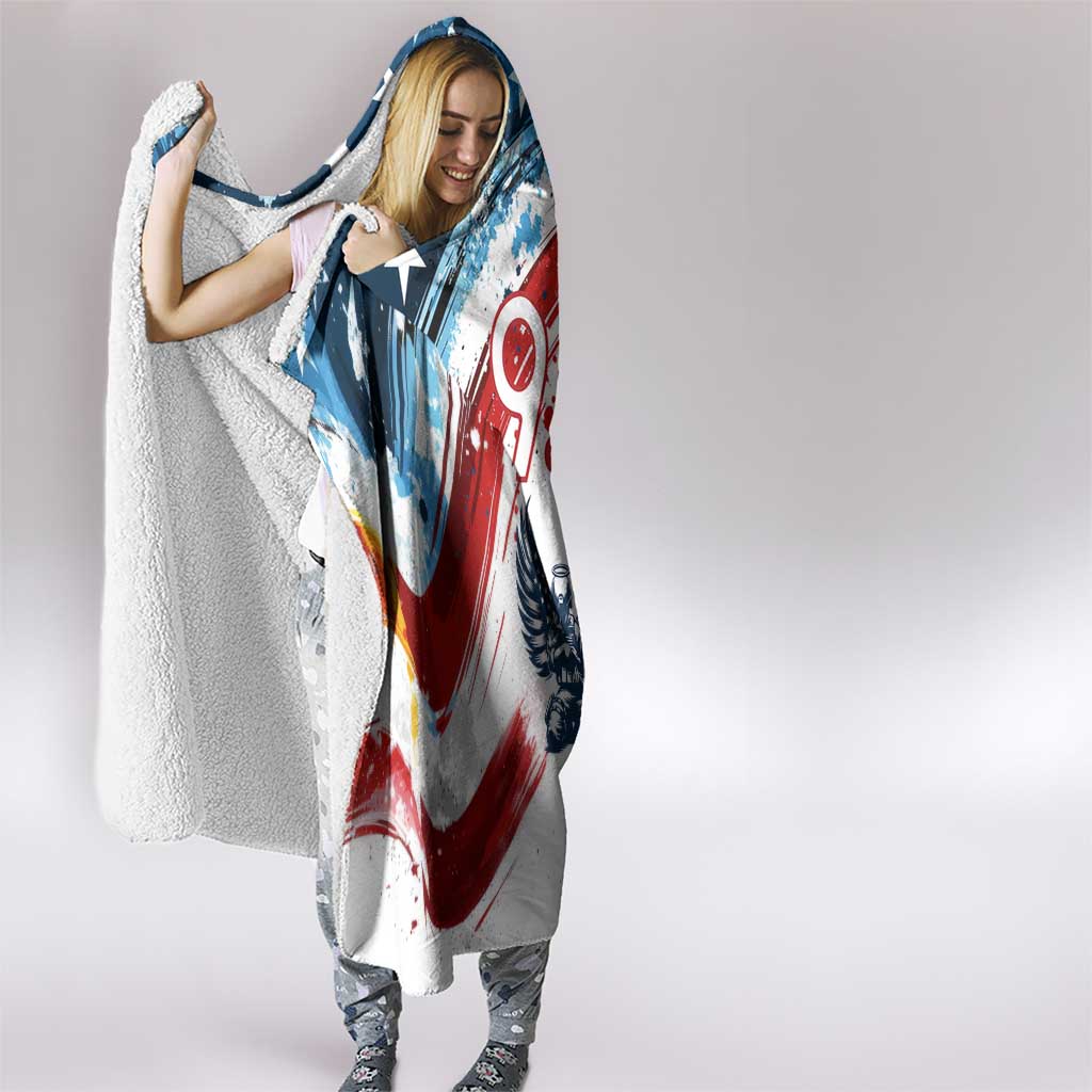 Patriot Day 911 Memorial Hooded Blanket American Flag and Angel Soldier Honor and Remember - Wonder Print Shop
