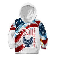 Patriot Day 911 Memorial Kid Hoodie American Flag and Angel Soldier Honor and Remember - Wonder Print Shop
