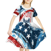 Patriot Day 911 Memorial Kid Short Sleeve Dress American Flag and Angel Soldier Honor and Remember - Wonder Print Shop