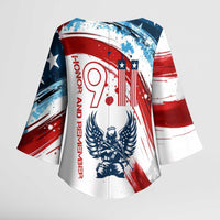 Patriot Day 911 Memorial Kimono Sleeve Blouse American Flag and Angel Soldier Honor and Remember - Wonder Print Shop
