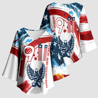 Patriot Day 911 Memorial Kimono Sleeve Blouse American Flag and Angel Soldier Honor and Remember - Wonder Print Shop