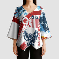 Patriot Day 911 Memorial Kimono Sleeve Blouse American Flag and Angel Soldier Honor and Remember - Wonder Print Shop