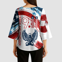 Patriot Day 911 Memorial Kimono Sleeve Blouse American Flag and Angel Soldier Honor and Remember - Wonder Print Shop