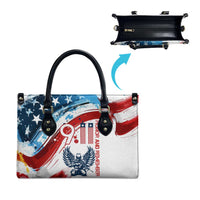 Patriot Day 911 Memorial Leather Bag American Flag and Angel Soldier Honor and Remember - Wonder Print Shop