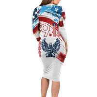 Patriot Day 911 Memorial Long Sleeve Bodycon Dress American Flag and Angel Soldier Honor and Remember - Wonder Print Shop