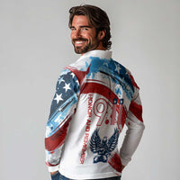 Patriot Day 911 Memorial Long Sleeve Polo Shirt American Flag and Angel Soldier Honor and Remember - Wonder Print Shop
