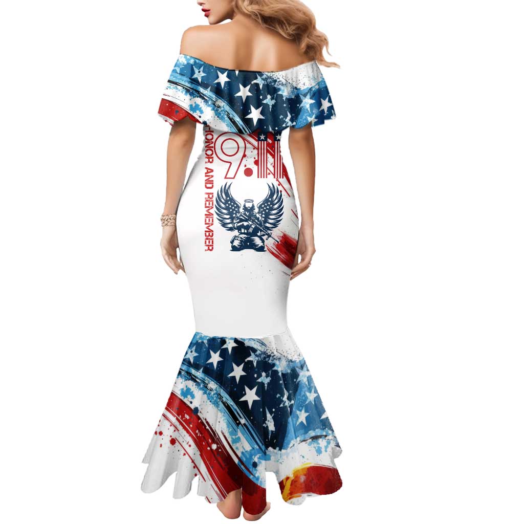 Patriot Day 911 Memorial Mermaid Dress American Flag and Angel Soldier Honor and Remember - Wonder Print Shop