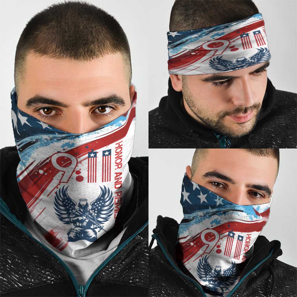 Patriot Day 911 Memorial Neck Gaiter American Flag and Angel Soldier Honor and Remember TS04