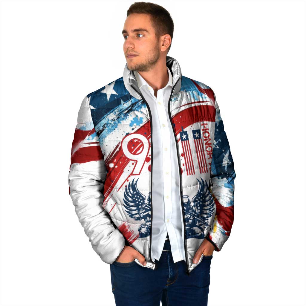 Patriot Day 911 Memorial Padded Jacket American Flag and Angel Soldier Honor and Remember - Wonder Print Shop