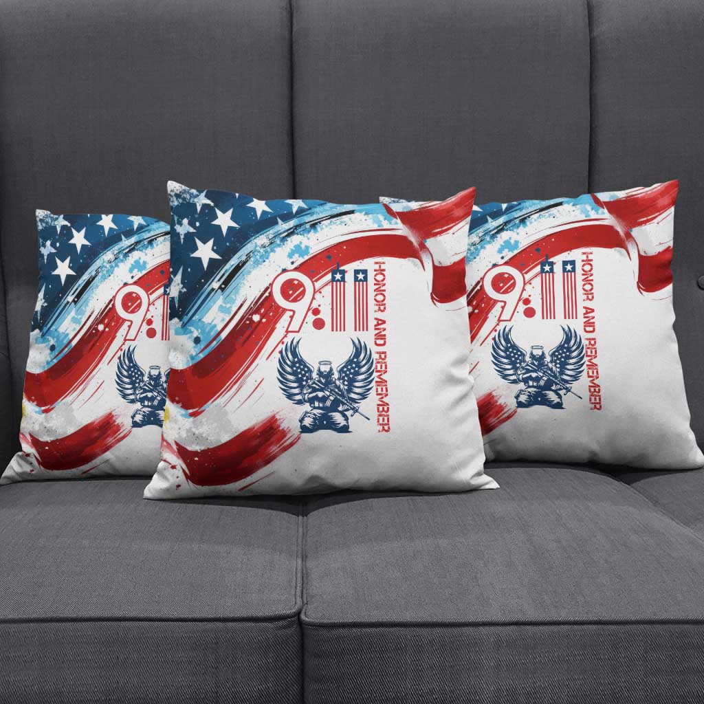 Patriot Day 911 Memorial Pillow Cover American Flag and Angel Soldier Honor and Remember - Wonder Print Shop
