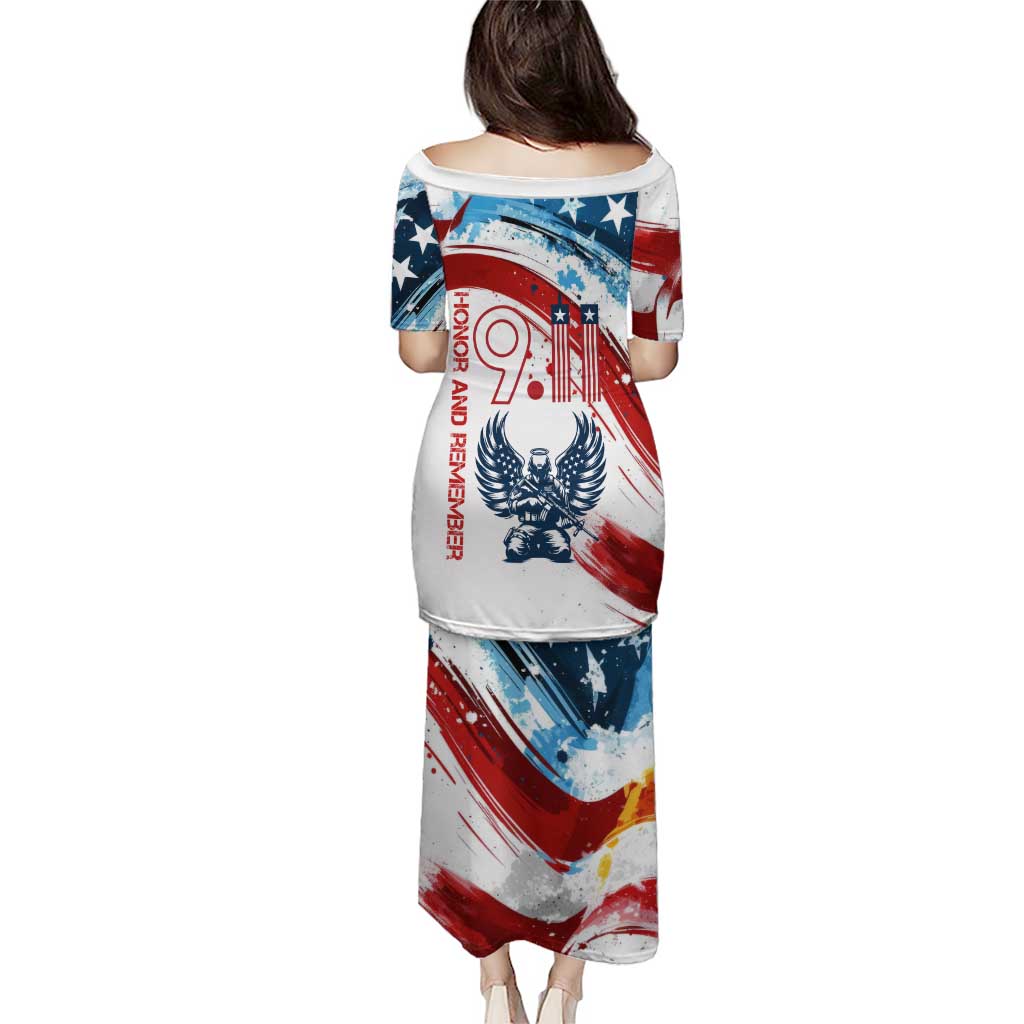 Patriot Day 911 Memorial Puletasi American Flag and Angel Soldier Honor and Remember - Wonder Print Shop