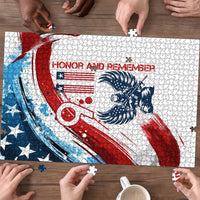 Patriot Day 911 Memorial Puzzle American Flag and Angel Soldier Honor and Remember - Wonder Print Shop