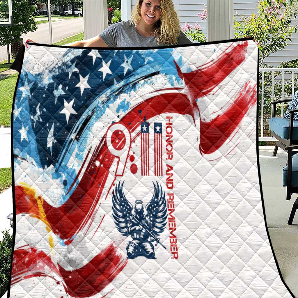 Patriot Day 911 Memorial Quilt American Flag and Angel Soldier Honor and Remember - Wonder Print Shop