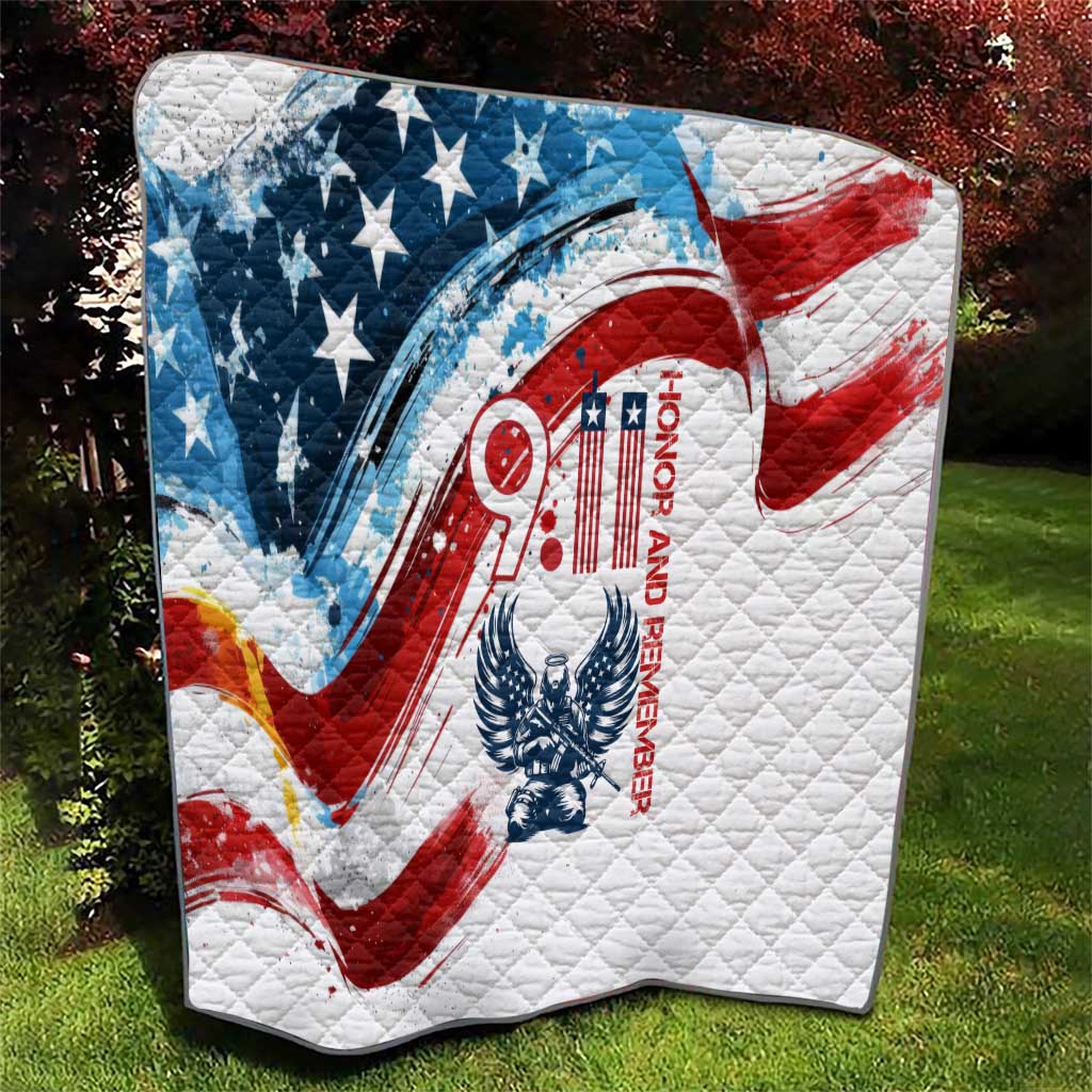 Patriot Day 911 Memorial Quilt American Flag and Angel Soldier Honor and Remember - Wonder Print Shop