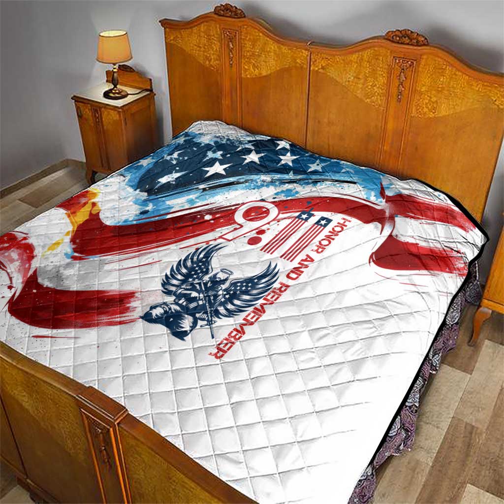 Patriot Day 911 Memorial Quilt American Flag and Angel Soldier Honor and Remember - Wonder Print Shop