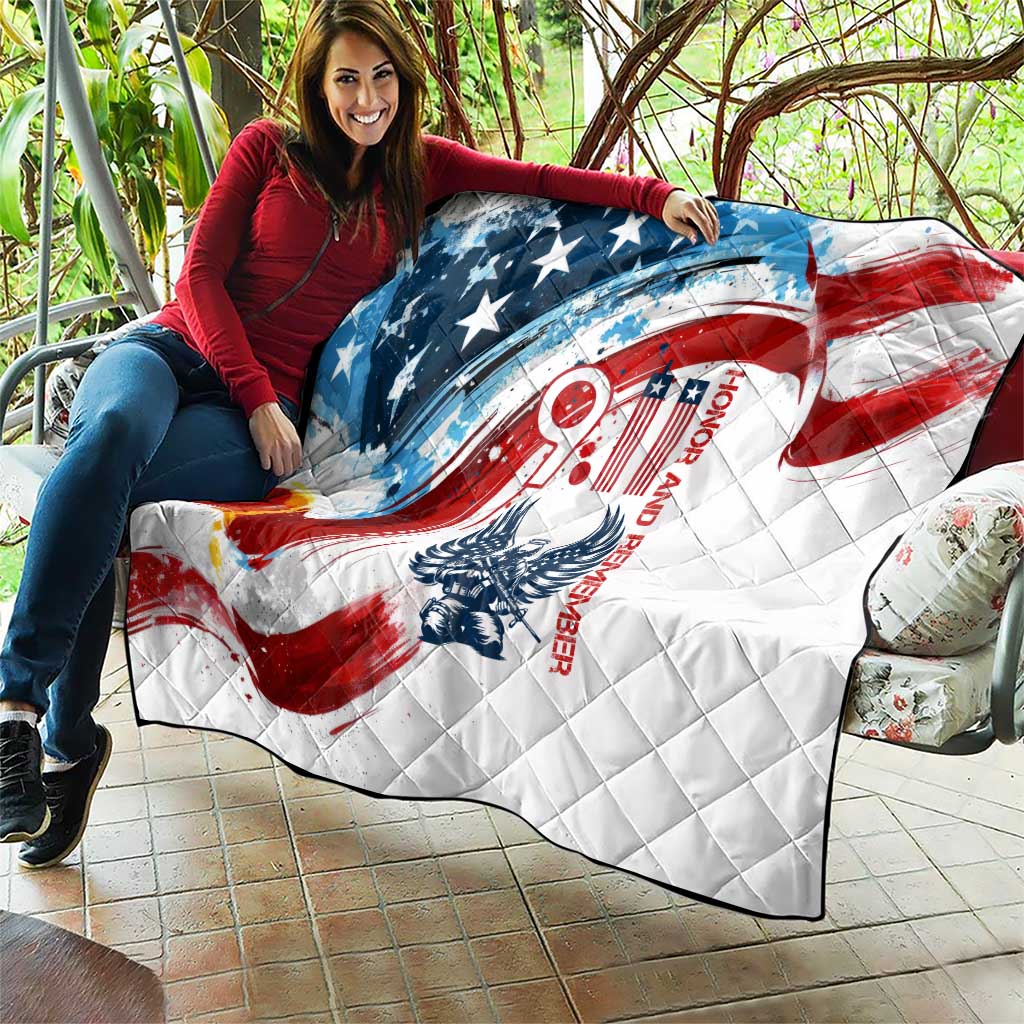 Patriot Day 911 Memorial Quilt American Flag and Angel Soldier Honor and Remember - Wonder Print Shop