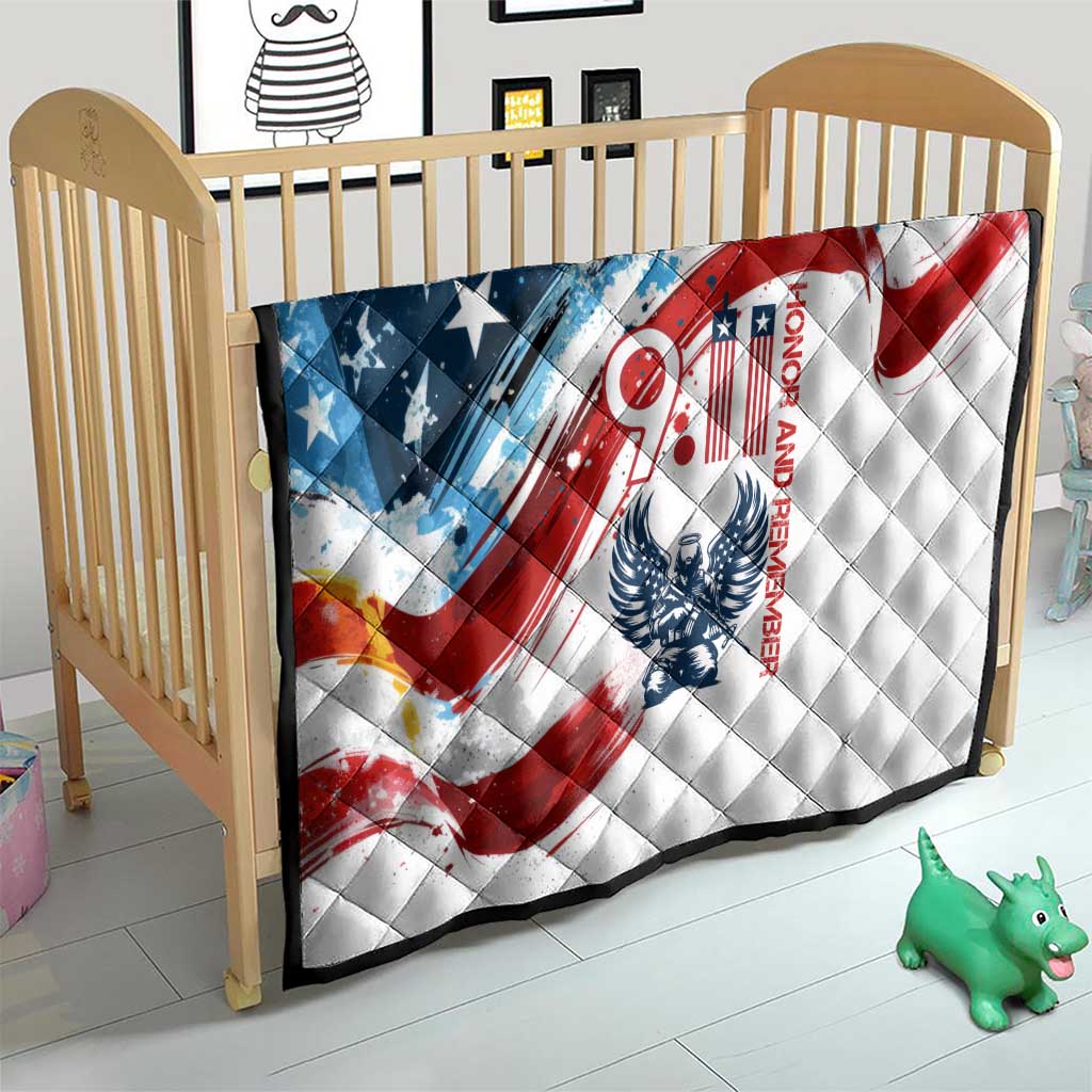 Patriot Day 911 Memorial Quilt American Flag and Angel Soldier Honor and Remember - Wonder Print Shop