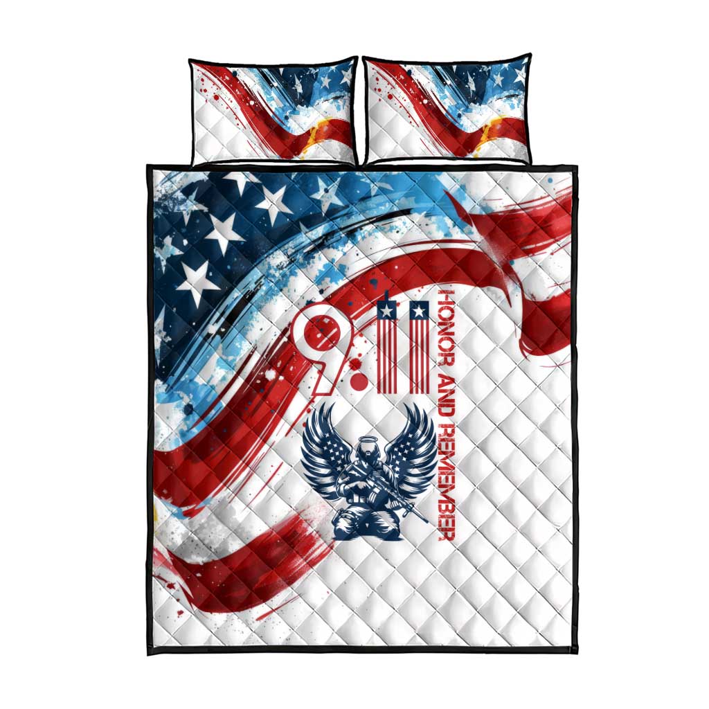 Patriot Day 911 Memorial Quilt Bed Set American Flag and Angel Soldier Honor and Remember - Wonder Print Shop