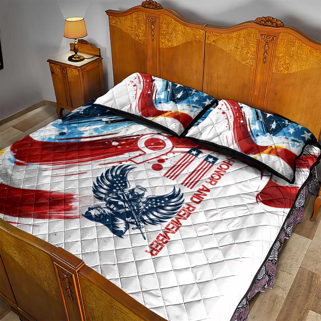 Patriot Day 911 Memorial Quilt Bed Set American Flag and Angel Soldier Honor and Remember - Wonder Print Shop