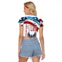 Patriot Day 911 Memorial Raglan Cropped T Shirt American Flag and Angel Soldier Honor and Remember - Wonder Print Shop
