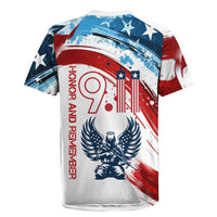 Patriot Day 911 Memorial Rugby Jersey American Flag and Angel Soldier Honor and Remember - Wonder Print Shop