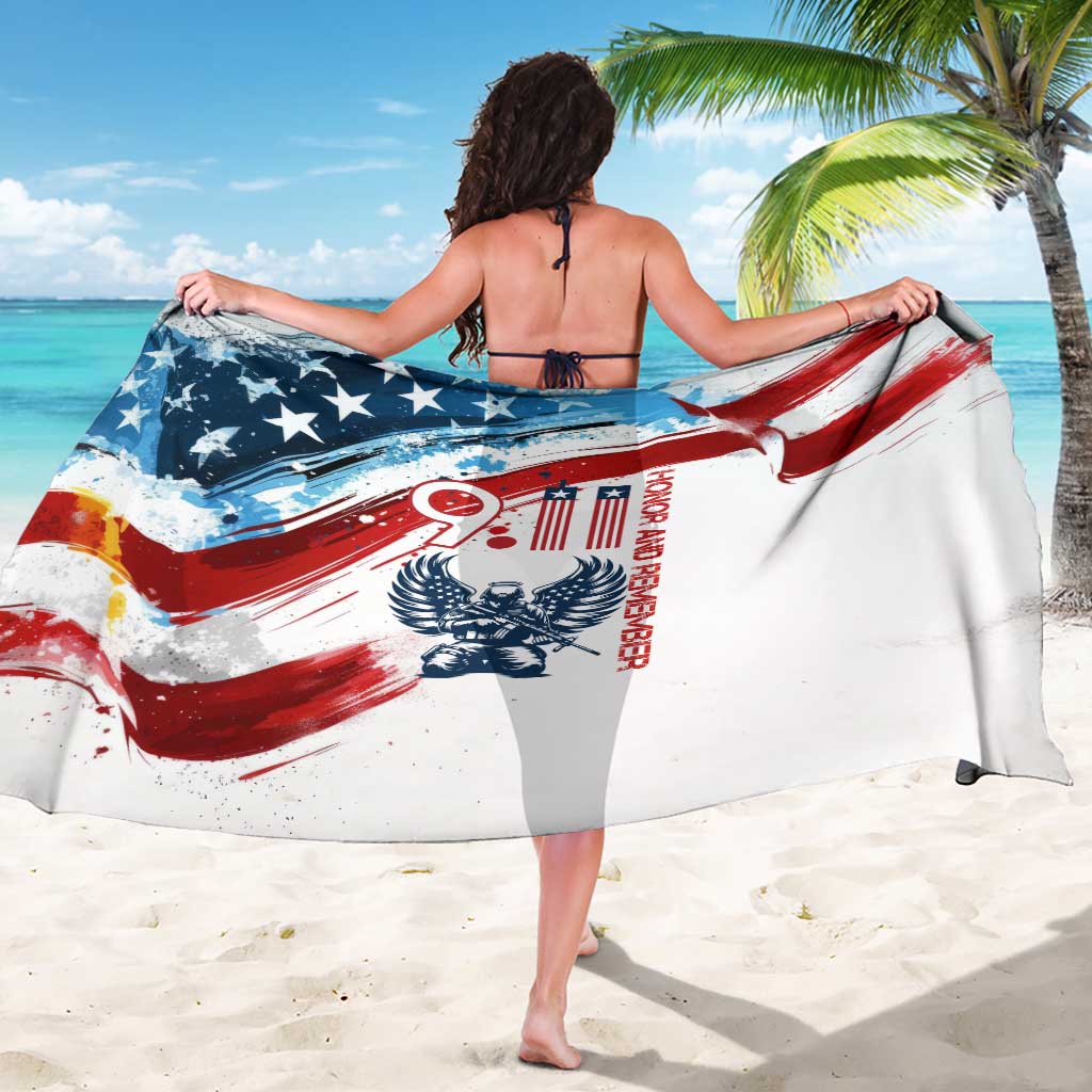 Patriot Day 911 Memorial Sarong American Flag and Angel Soldier Honor and Remember - Wonder Print Shop