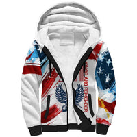 Patriot Day 911 Memorial Sherpa Hoodie American Flag and Angel Soldier Honor and Remember - Wonder Print Shop