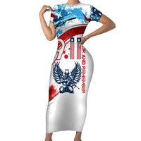 Patriot Day 911 Memorial Short Sleeve Bodycon Dress American Flag and Angel Soldier Honor and Remember - Wonder Print Shop