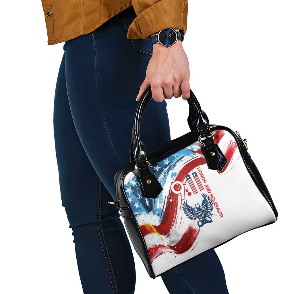 Patriot Day 911 Memorial Shoulder Handbag American Flag and Angel Soldier Honor and Remember - Wonder Print Shop