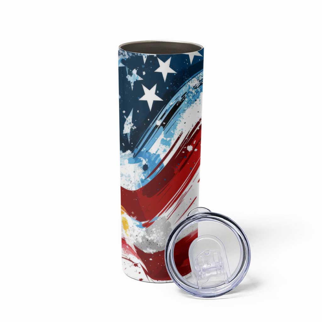 Patriot Day 911 Memorial Skinny Tumbler American Flag and Angel Soldier Honor and Remember - Wonder Print Shop