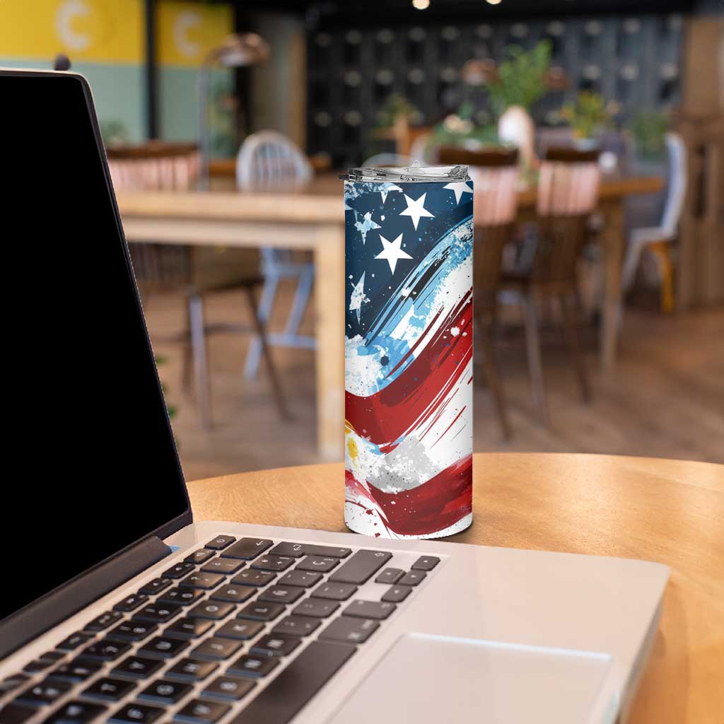 Patriot Day 911 Memorial Skinny Tumbler American Flag and Angel Soldier Honor and Remember - Wonder Print Shop
