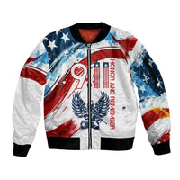 Patriot Day 911 Memorial Sleeve Zip Bomber Jacket American Flag and Angel Soldier Honor and Remember - Wonder Print Shop